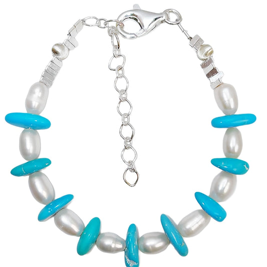 Turquoise Pearl Bracelet S925 Silver Fashion Women's Jewelry Designer Custom Natural Pearl Silver Beads Accessories2