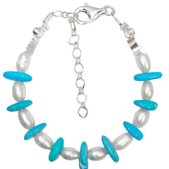 Turquoise Pearl Bracelet S925 Silver Fashion Women's Jewelry Designer Custom Natural Pearl Silver Beads Accessories2