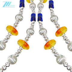 S925 Silver Strings Obsidian Abacus Amber Shaped Beads Sterling Treatment Turquoise Interpreting Oriental Style Unique Flavor