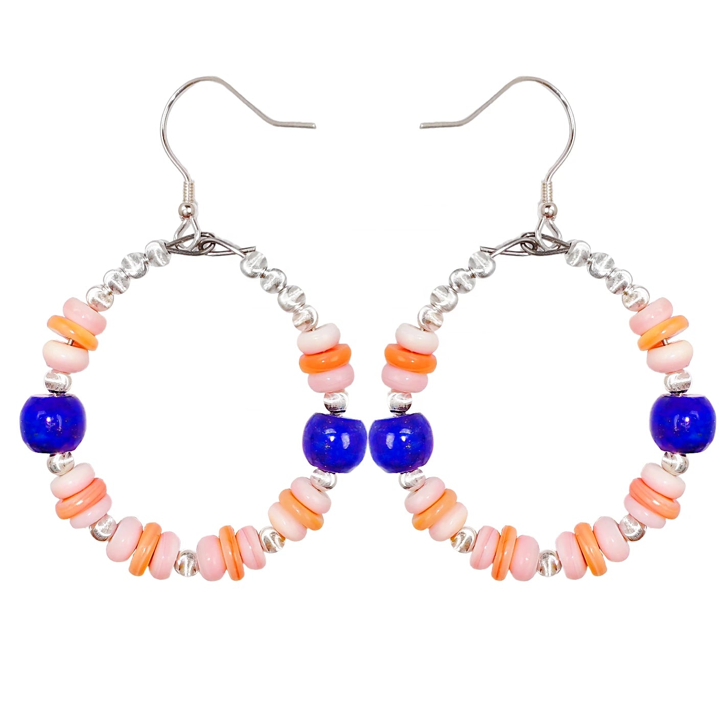 Pink Opal Natural Bead String Earrings With Natural High-quality Lapis Lazuli In The Global Hot Sale Modern And Simple Style