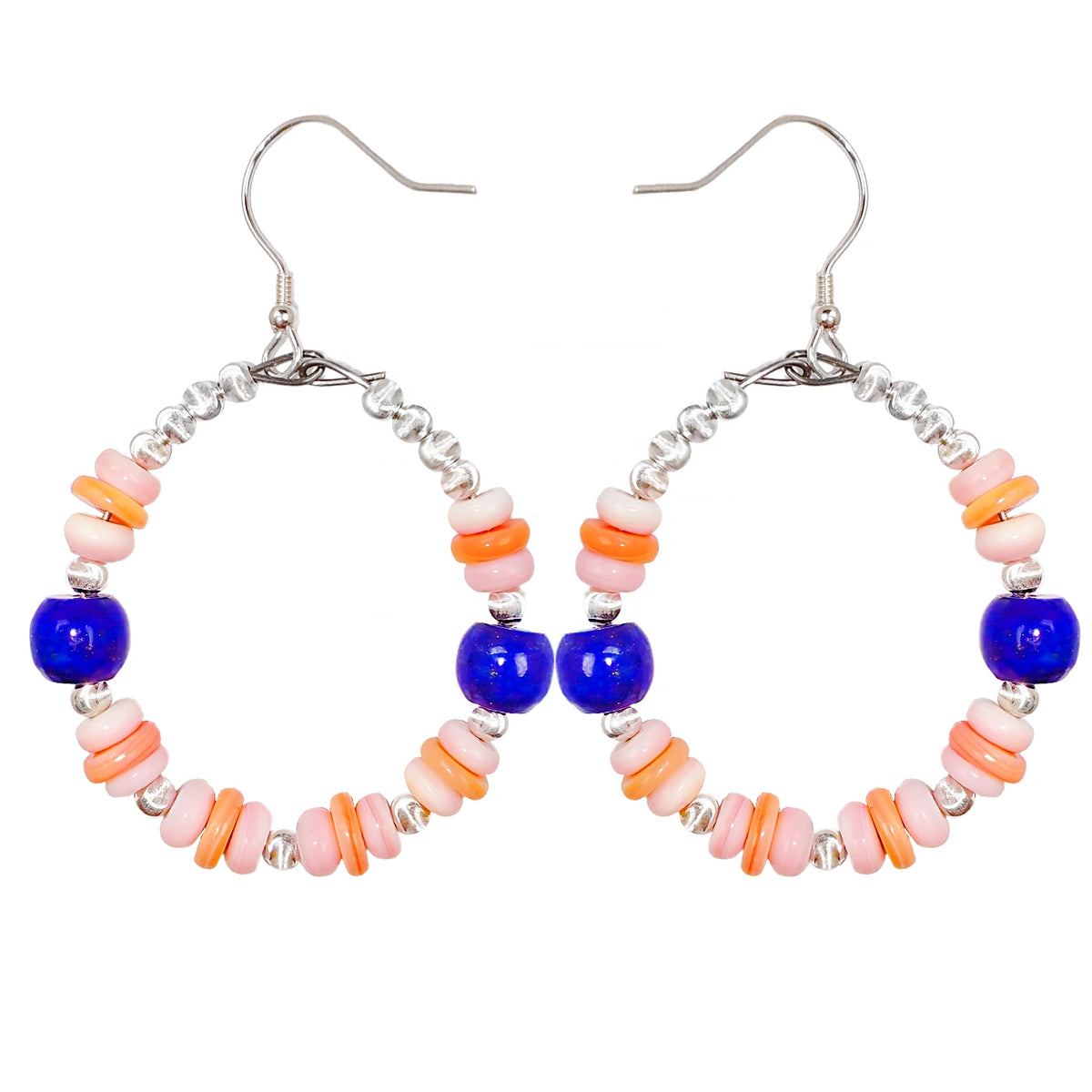 Pink Opal Natural Bead String Earrings With Natural High-quality Lapis Lazuli In The Global Hot Sale Modern And Simple Style