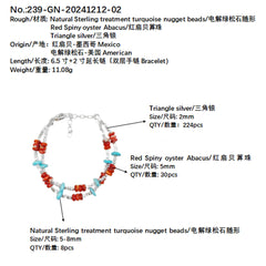 Super Beautiful Turquoise Orange Spiny Oyster Beautiful Anniversary Gift Natural Turquoise S925 Silver Set High Jewellery