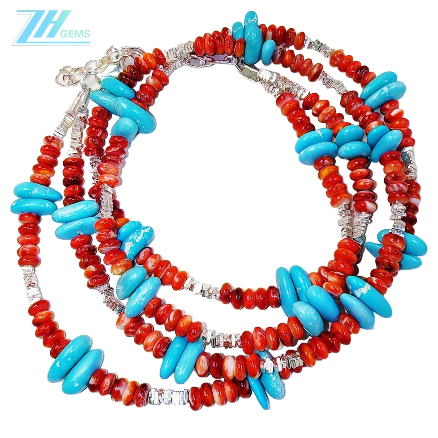 Christmas Winter Natural Red Spiny Oyster Necklace High Quality Turquoise Natural Gemstone Jewelry Fashion Women's Jewelry