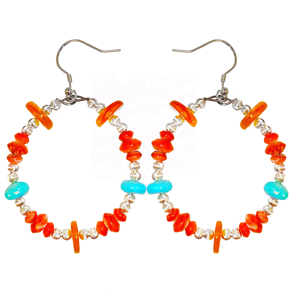 Natural Orange Spiny Oyster Amber And Natural Turquoise Form Gemstone Earrings They Are Small And Delicate Adding A Touch