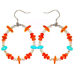 Natural Orange Spiny Oyster Amber And Natural Turquoise Form Gemstone Earrings They Are Small And Delicate Adding A Touch