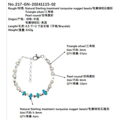 Turquoise Pearl Bracelet S925 Silver Fashion Women's Jewelry Designer Custom Natural Pearl Silver Beads Accessories1