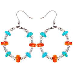 Earrings Combine Pink Opal And Orange Spiny Oyster With Threaded Silver Beads The Delicate Design Shows Elegance When Swaying