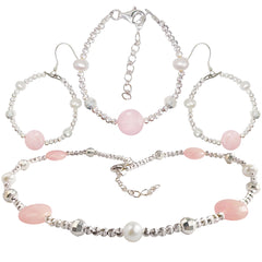 Jewelry Natural Rose Quartz Natural Pearls Sets Three-piece Sets Earrings Necklaces Bracelets Original Jewelry