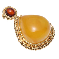 Natural Amber Yellow Colorbaltic Optimized Chanterelle Beeswax Pendant Sterling Silver Gold Setting 18.4g As Gift