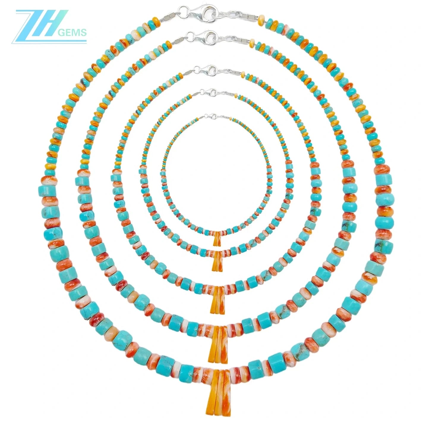 Natural Turquoise And Orange Spiny Oyster 22.9g Heishi With Roundle Beads Gemstone Jemelry Handmade Gift Atmosphere Gift