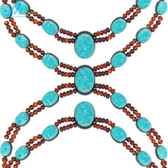 Amber Natural Turquoise 25.7g Color Red Match Blue Combination Jewelry Necklace Delicate Gift As Surprising Choice Summer