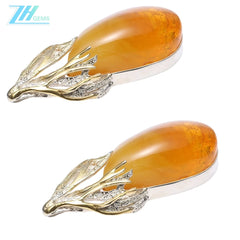 Amber Orang Pendant Men Fashion Design Simple Jewelry Pendant Drop Casual Natural Irregular Gemstone Natural Baltic Amber