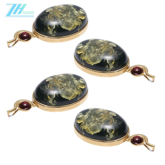 Natural Amber Rectangle Black Green Color Baltic Optimized Pendant Beautiful Genuine Yellow Square Baltic Amber Necklace