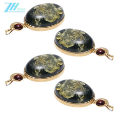 Natural Amber Rectangle Black Green Color Baltic Optimized Pendant Beautiful Genuine Yellow Square Baltic Amber Necklace