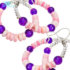 High Quality Amethyst Earring Hoop Earrings With Natural Pink Opal Jewelry The Best Choice For Family And Friends