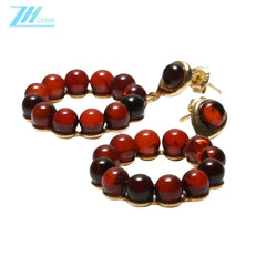 Amber Hoops Small Orange Stone Gemstone Small Gold Hoops Wire Wrapped Hoop Earrings Dainty