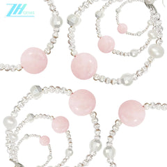 Natural Pearls Natural Rose Quartz Beaded Earrings Simple Style Spring Classic Color Suitable For A Variety Of Occasions