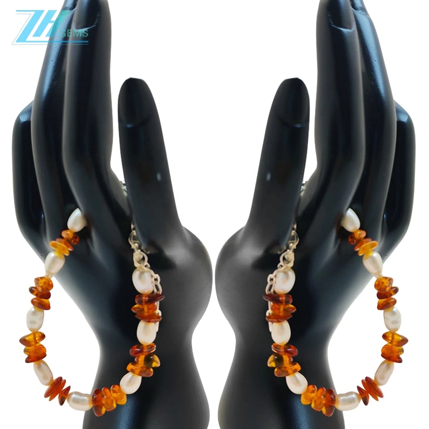 Natural Amber Silver Bracelet Natural Pearl Jewelry S925 Silver Handmade Gifts Exclusive Customization