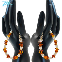 Natural Amber Silver Bracelet Natural Pearl Jewelry S925 Silver Handmade Gifts Exclusive Customization