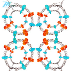 Earrings Combine Pink Opal And Orange Spiny Oyster With Threaded Silver Beads The Delicate Design Shows Elegance When Swaying