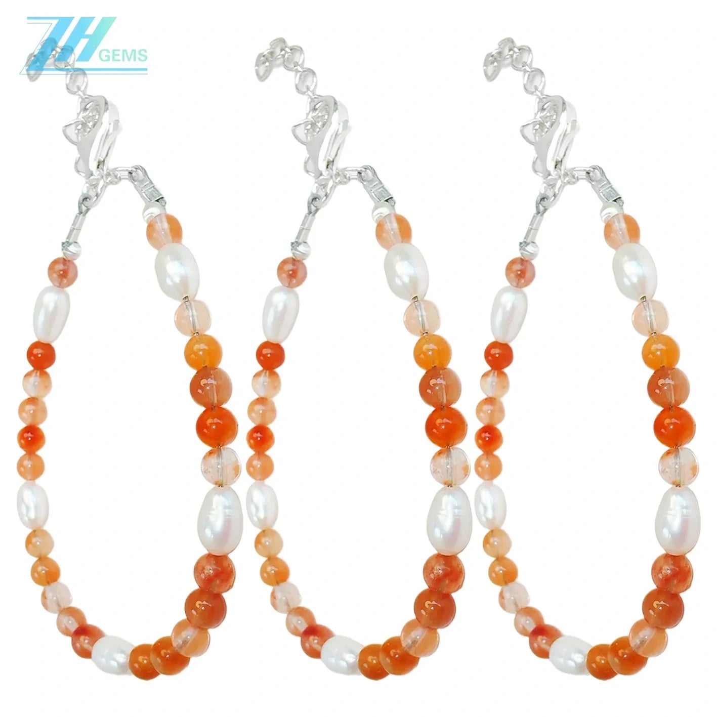 925 Silver Beads Natural Pearl Agate Bracelet Handmade Summer Fashion Jewelry Hot Selling