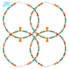 Natural Turquoise Spiny Oyster Black Rutilated Quartz Orange Green Gemstone Gift Necklace For Girlfriend Diy Jewelry Making