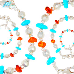 Amber Is Vivid And Turquoise Is Mysteriousthey Are Intertwined On An S925 Silver Chain The Hand Woven Craftsmanship Shows