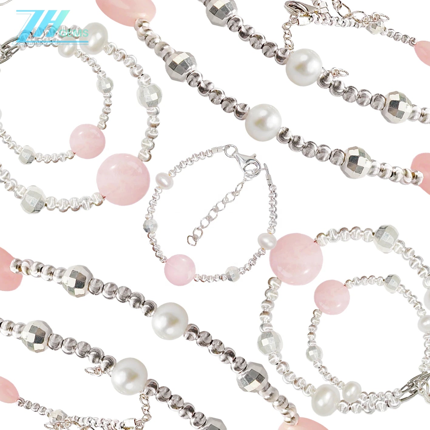 Jewelry Natural Rose Quartz Natural Pearls Sets Three-piece Sets Earrings Necklaces Bracelets Original Jewelry