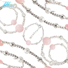 Jewelry Natural Rose Quartz Natural Pearls Sets Three-piece Sets Earrings Necklaces Bracelets Original Jewelry