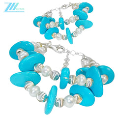 Winter Holiday Gifts Bracelet S925 Silver And Natural Pearl Turquoise Beautiful Bracelet Natural Jewelry Jewelry Design