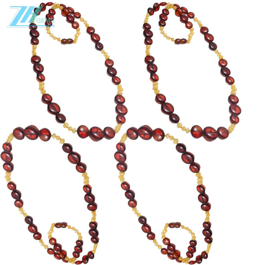 Amber With Red Plated Sterling Silver Burgundy Free-shape Brown Necklace Modern Amber Jewellery Set Gift For Women Necklace