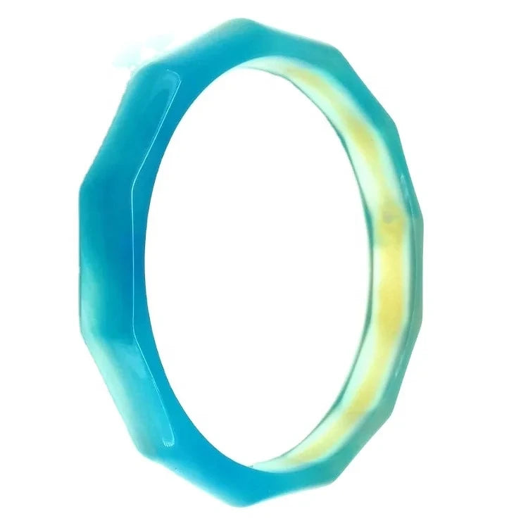 Natural Jewelry Yellow-blue Agate Gemstone Woman Man Bangle Best Gift 53-63mm