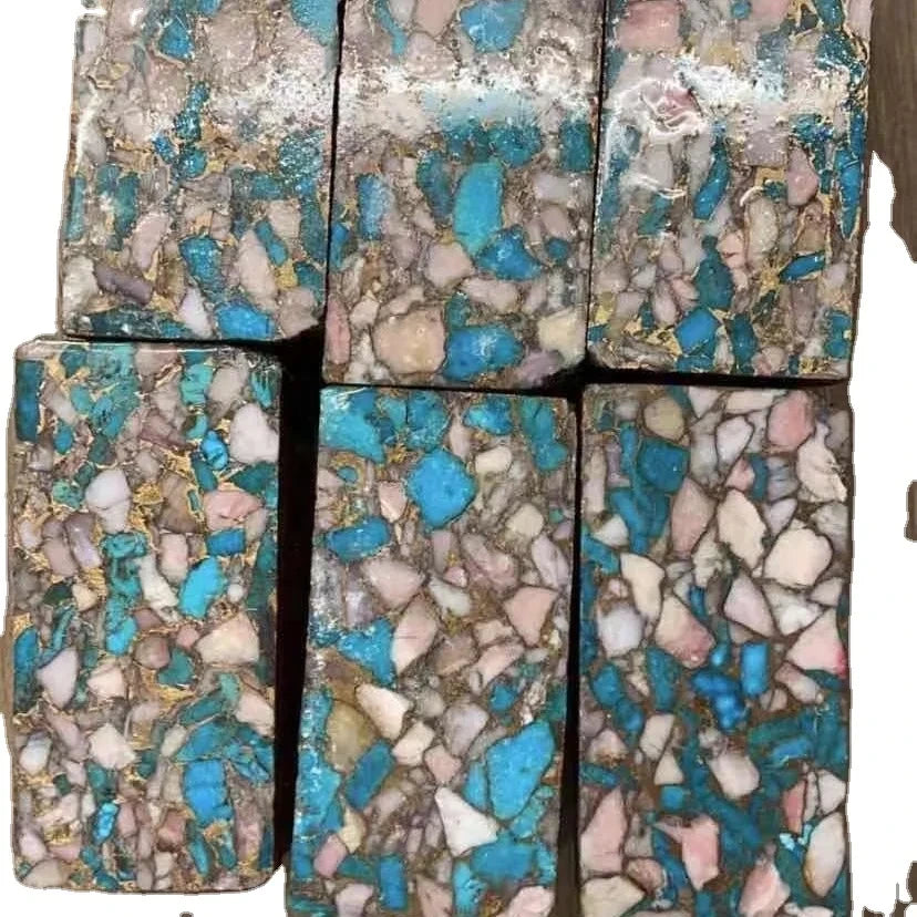 Natural turquoise and opal compressed block1