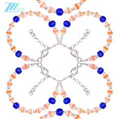 Natural High Quality Lapis Lazuli And Pink Opal Jewelry Bracelet 6.5 Inch S925 Silver Spring New