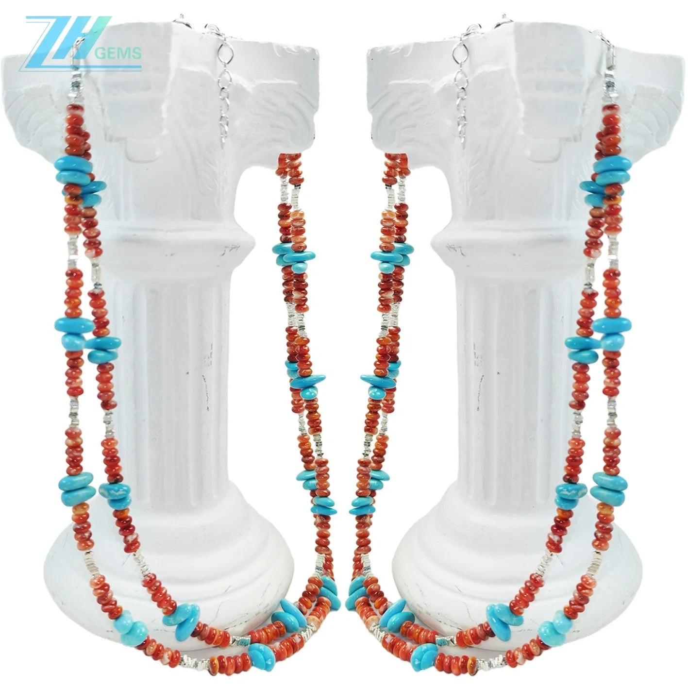 Christmas Winter Natural Red Spiny Oyster Necklace High Quality Turquoise Natural Gemstone Jewelry Fashion Women's Jewelry