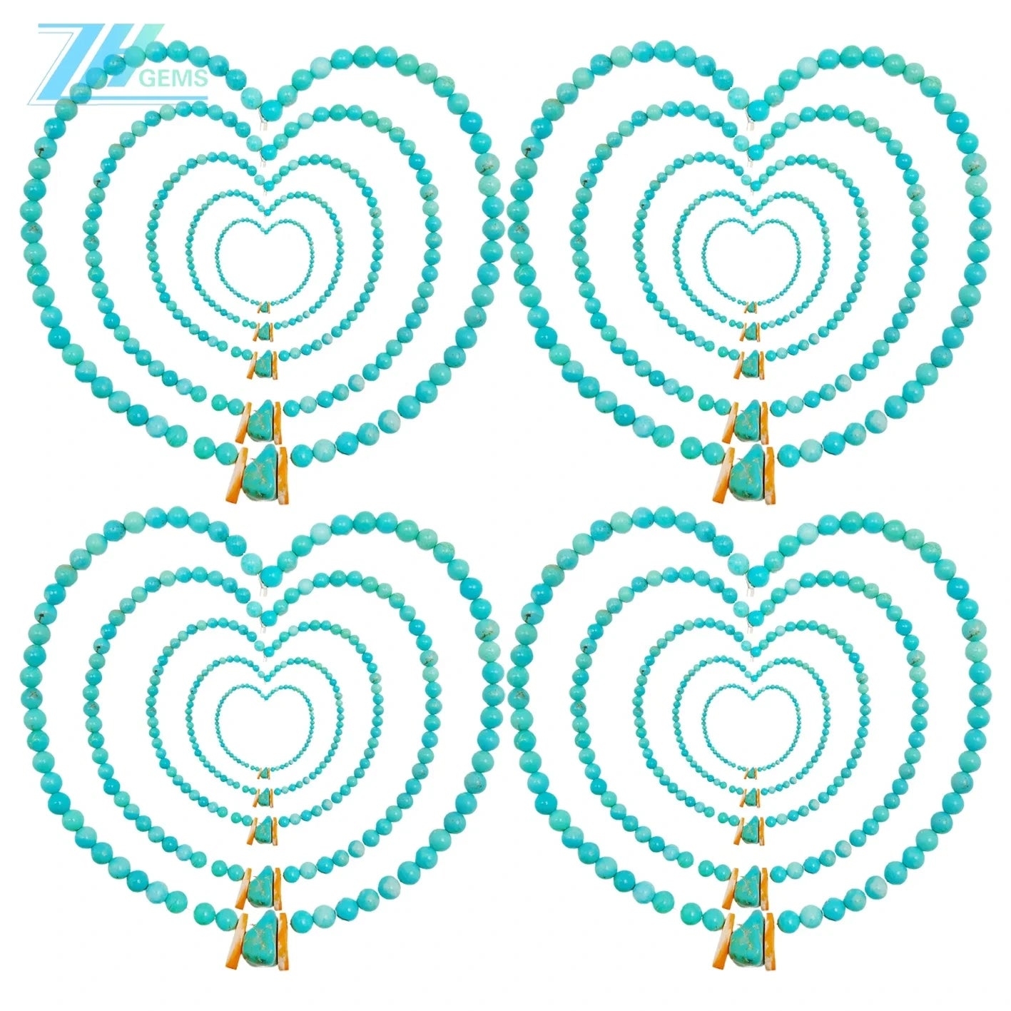 Natural Turquoise And Orange Spiny Osyter Beads 16inch Round Beads Free-shape Gemstone Necklace Blue As Atmosphere Gift For