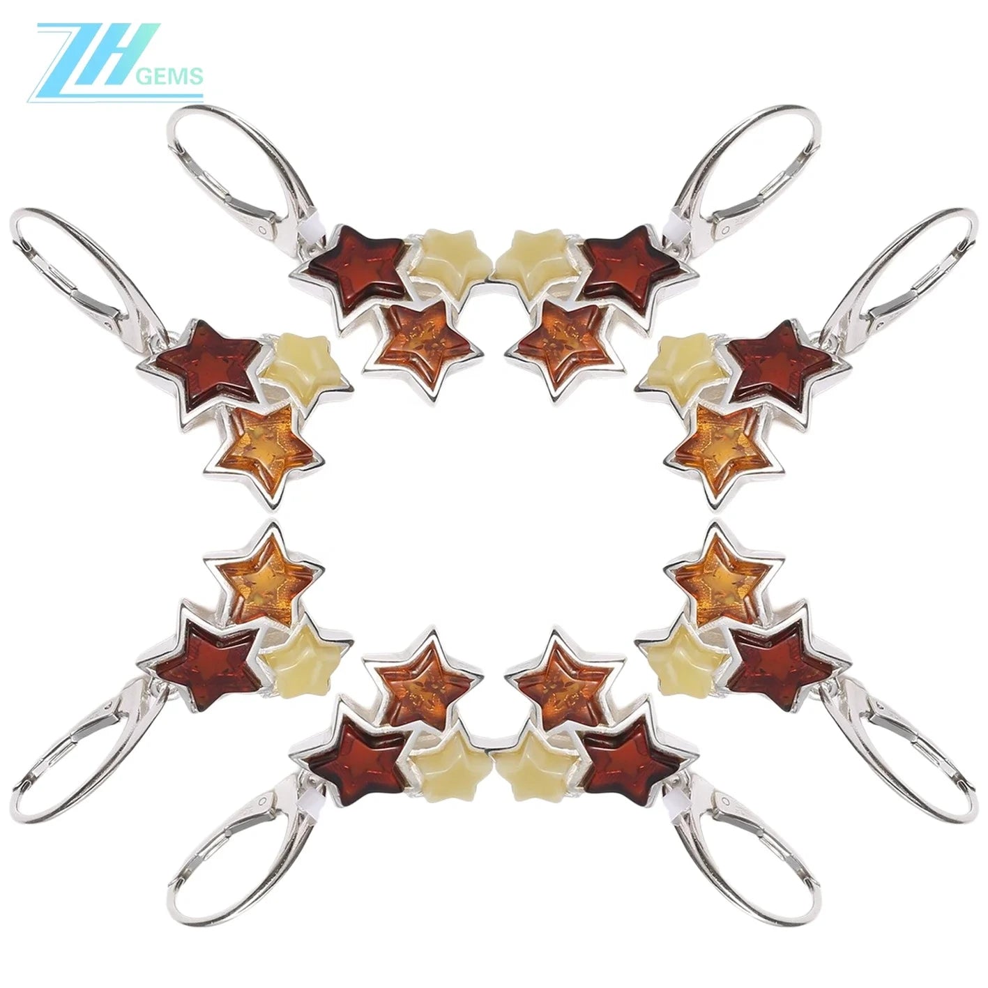 Star Shape Baltic Amber Earrings Classic Drop Shape Gemstone Elegance Earrings Gift For Wife Girlfriend Sister Mom