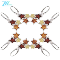 Star Shape Baltic Amber Earrings Classic Drop Shape Gemstone Elegance Earrings Gift For Wife Girlfriend Sister Mom