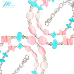 Natural Sterling Treatment Turquoise And Pink Opal Bracelet Full Of Unique Style Providing A Comfortable Wearing Experience