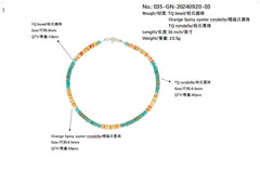 Spiny Oyster Beads Natural Stablish Turquoise Beads S925 Silver Necklace Jewelry Accessories Female Fashion Exquisite