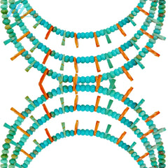 Natural Turquoise And Orange Spiny Oyster Roundle Beads Size 16inch Weight Green Match Orange As Gift For Girlfriend Making