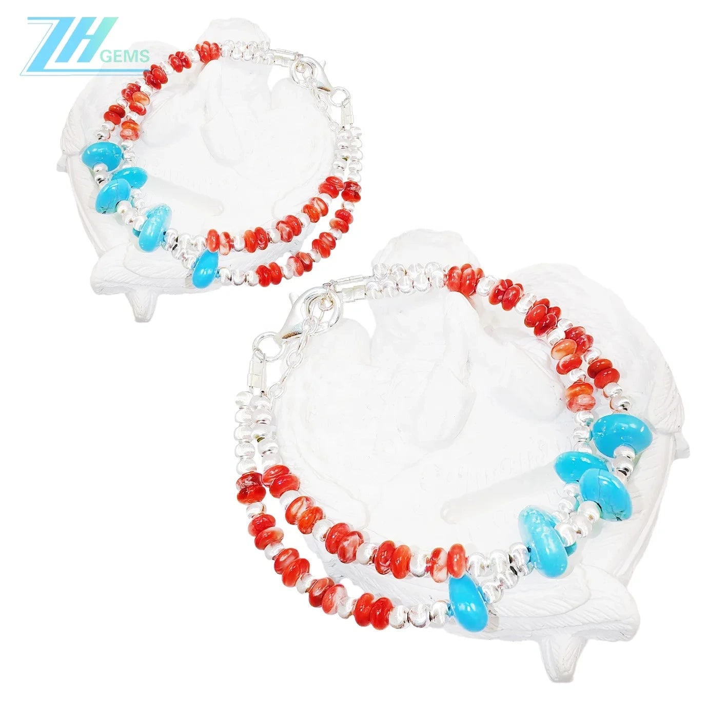 Double Winter Natural Turquoise Bracelet Red Spiny Oyster With S925 Silver Exquisite Bracelet High Jewelry Designer Custom