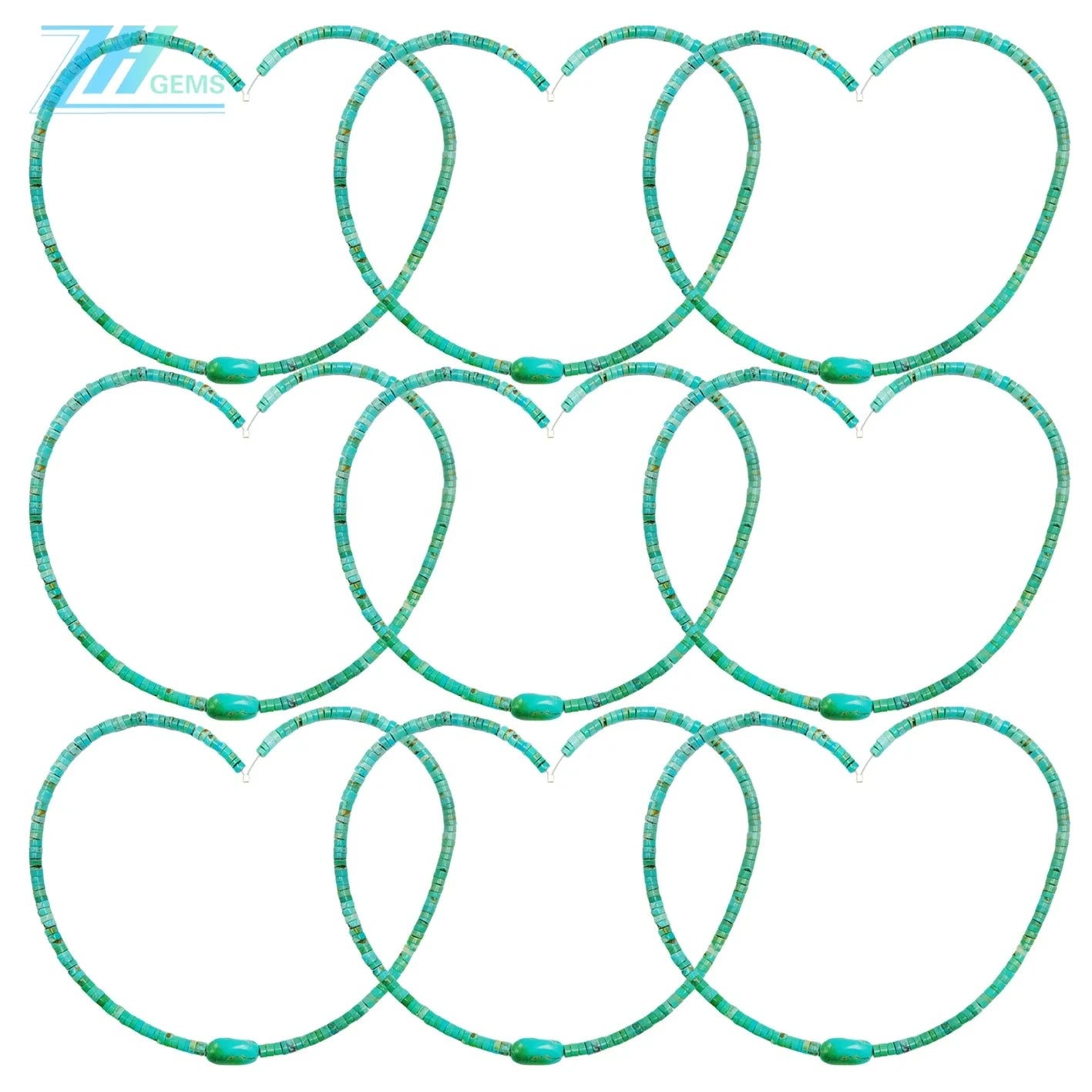 Natural Turquoise With Turquoise Beads Drop Heishi Shape Stress Relief Gift For Her Strength Necklace Round Beads Making