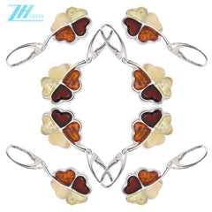 Direct Purchase From Europe Natural Baltic Amber Earrings Without Optimization Beeswax 925 Sterling Silver Inlay High-end And