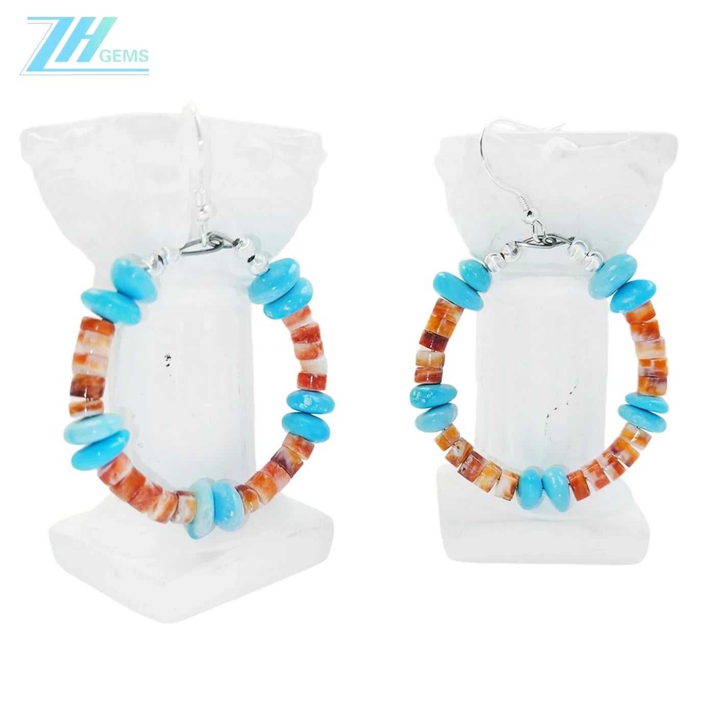 Beautiful High Quality Turquoise Orange Spiny Oyster Set Engagement Gift Daily Wear Natural Turquoise High Jewelry