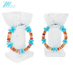 Beautiful High Quality Turquoise Orange Spiny Oyster Set Engagement Gift Daily Wear Natural Turquoise High Jewelry