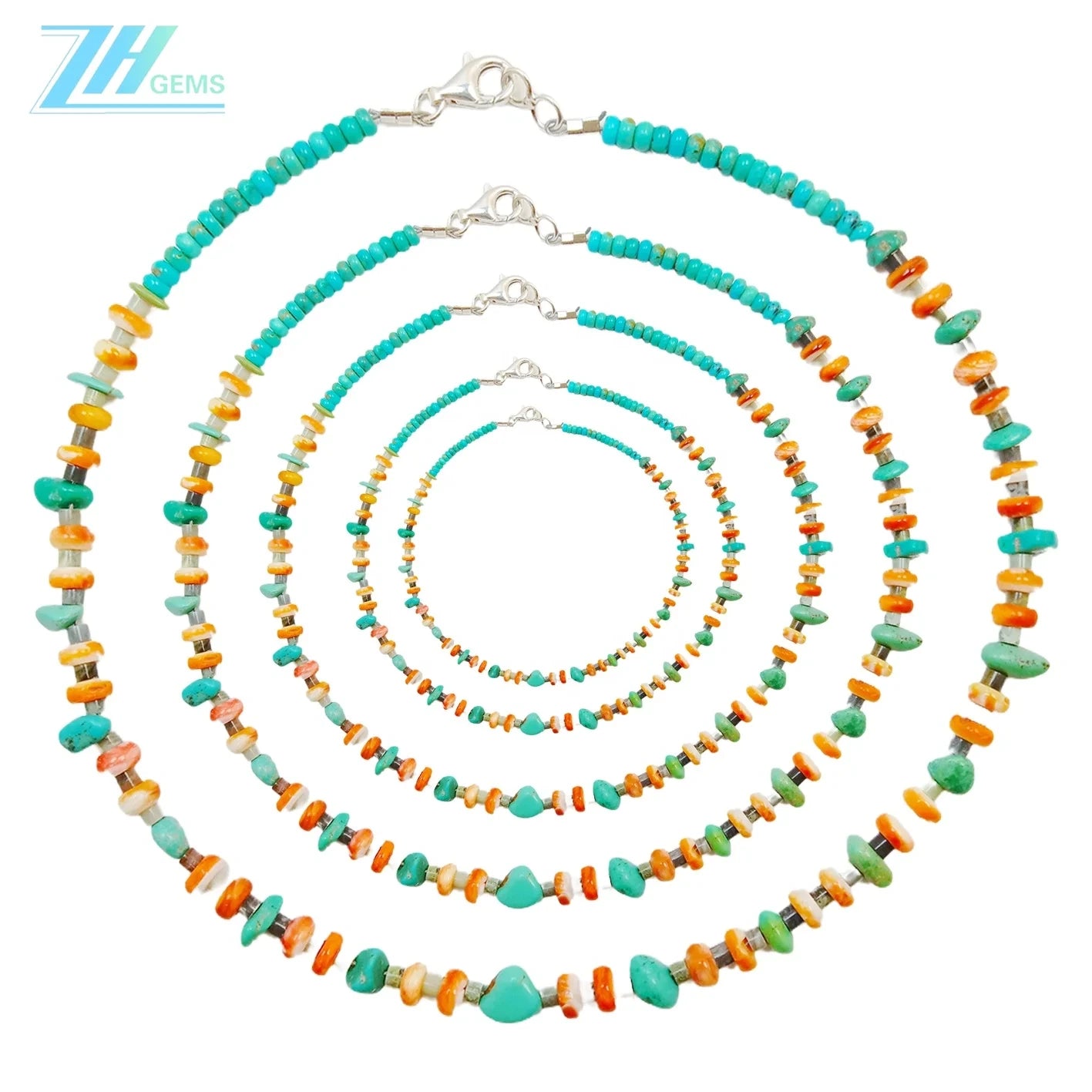 Natural Turquoise Spiny Oyster And Burma Jadeite Heishi Free-shape And Roundle Beads Gemstone For Making Jewelry Holiday Gift