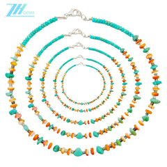 Natural Turquoise Spiny Oyster And Burma Jadeite Heishi Free-shape And Roundle Beads Gemstone For Making Jewelry Holiday Gift