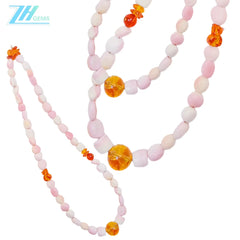 Pink Opal Amber And citrine Shape Free-shape Pink Yellow Orange Color Jewelry As Gift For Her Beautiful Necklace