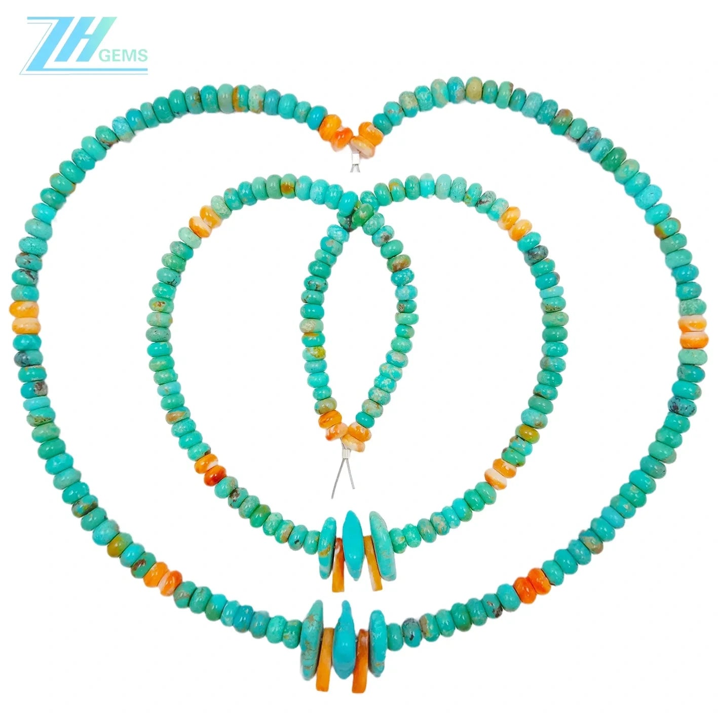 Natural Turquoise Free-shape Beads And Spiny Oster Accessory With 925 Silver Beads Jewelry Beautiful Necklace Gift For Her